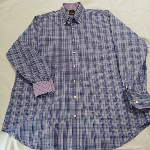 TailorByrd Men's 3XLT Contrast Flipped Cuff Long-Sleeved Button-Up Lavender/Blue - Picture 3 of 14